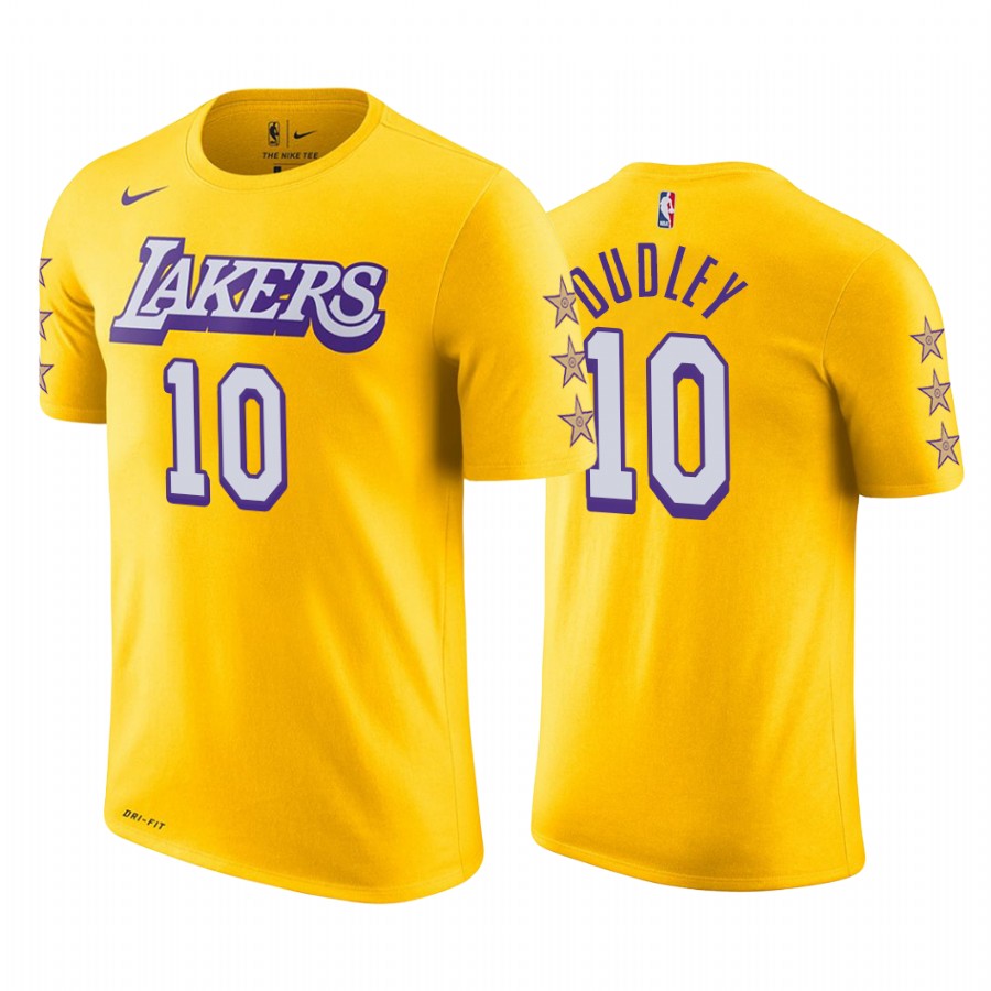 Men's Los Angeles Lakers Jared Dudley #10 NBA City Edition Gold Basketball T-Shirt XOW2683RG
